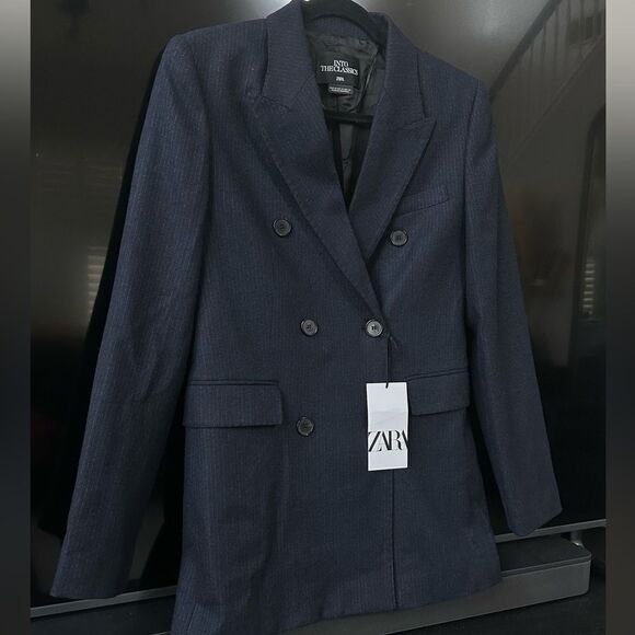 Zara Limited Edition Wool Blend Striped Blazer - Picture 3 of 12